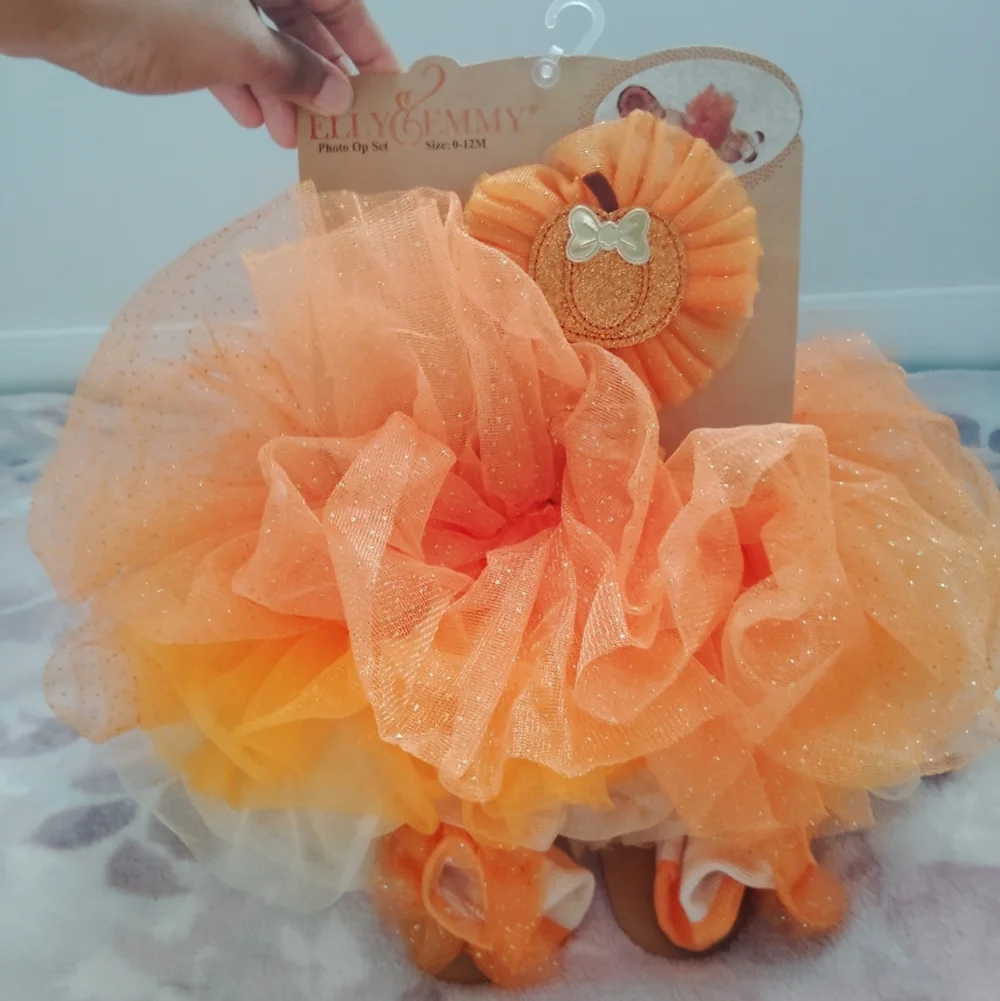 Elly & Emmy Baby Pumpkin Tutu Set